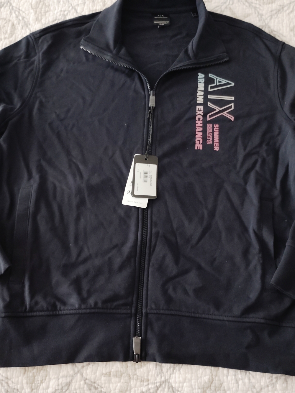 Armani Exchange A|X Navy Zip-Up Jacket with Logo